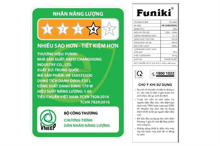 Tủ lạnh Funiki Inverter 535 lít Side By Side HR SS8535SDG
